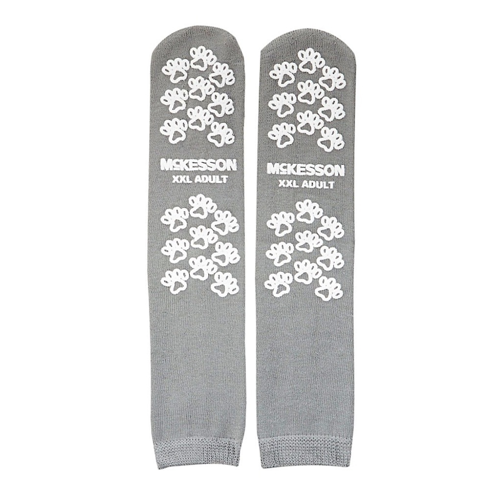 NWT 2-pair McKesson Terries Slipper Socks, Non-Slip Grip Socks, Grey, Adult XXL